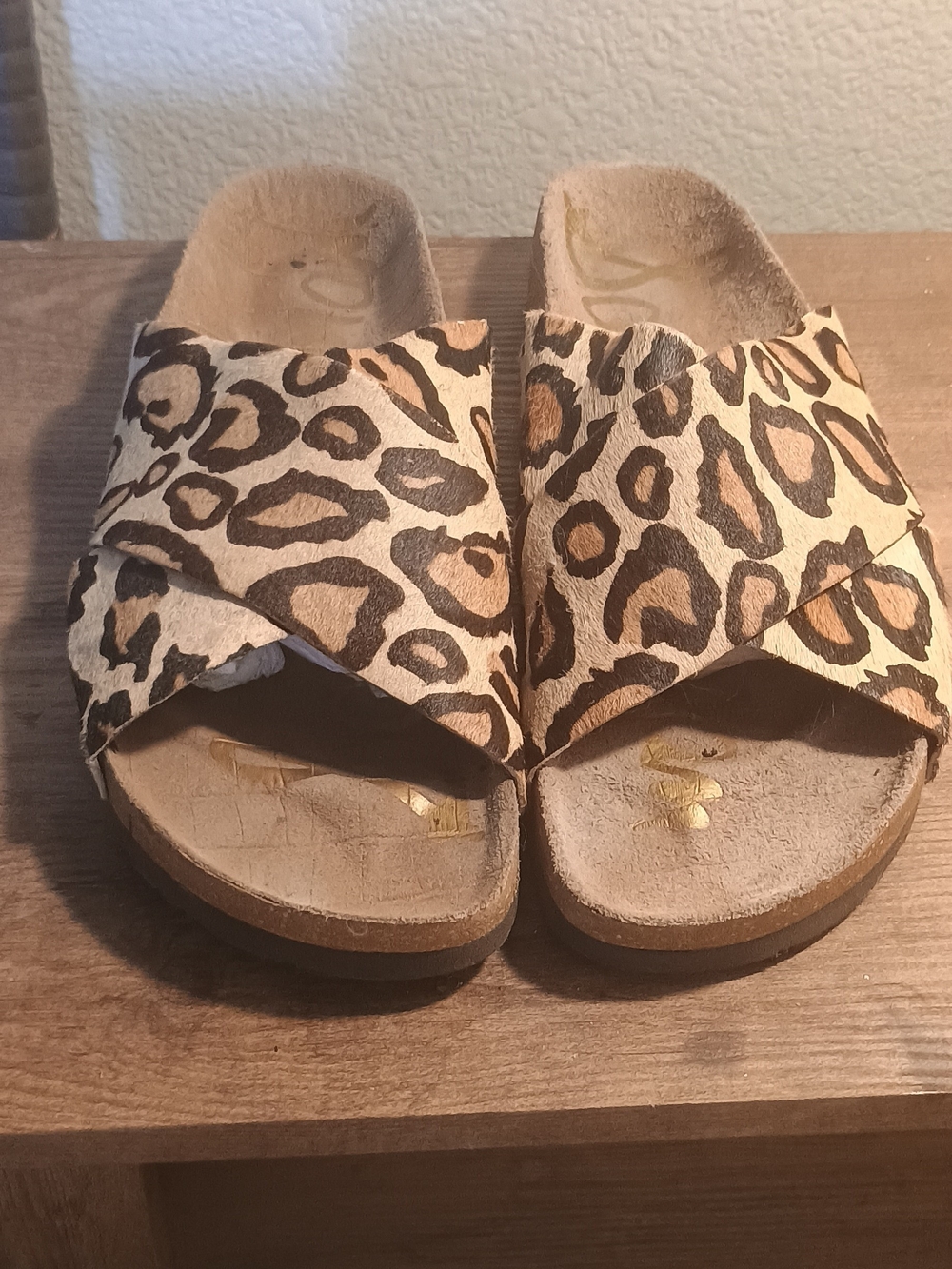 Sam Edelman Leopard Print Cross-Band Slide Sandals - Brown Black Cream